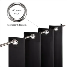 Blumtal Verdunklungsvorhänge 2er Set - Thermovorhang Hitzeschutz - Vorhang Blickdicht mit Ösen - Gardinenschals mit Schlaufen - Gardinen 245x140 cm - Vorhangschals 2er Set - Wärmevorhang - Schwarz