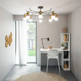 Dmora - Pittston-Schreibtisch, linearer Schreibtisch mit Bücherregal, platzsparender Mehrzweck-Bürotisch, 110x52h136 cm, Weiß