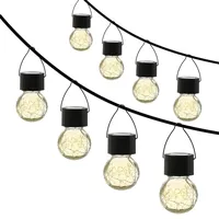 MARELIDA LED Solar Hängeleuchte CRACKLE Bruchglas-Optik Kugelleuchte H: 9cm
