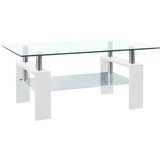 vidaXL Couchtisch Weiß Transparent 95x55x40 cm Hartglas