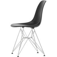 Vitra - Eames Plastic Side Chair DSR RE, verchromt / tiefschwarz (Filzgleiter basic dark)