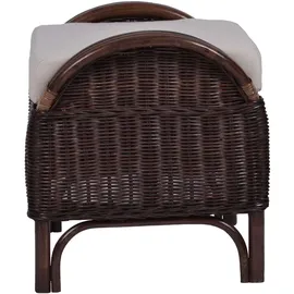 MiaMöbel Rattan Hocker Panama Baumwolle 65 x 46 x 46 cm Braun