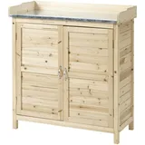 Outsunny Gartenschrank mit verzinkten Griffen und erhöhtem Rand natur 83B x 40T x 92H cm