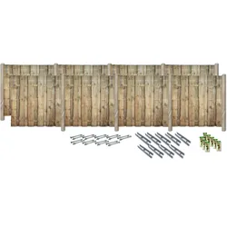 Sichtschutzelement KONIFERA "FULLERTON", grün, H:180cm, Holz, Stahl, Zaunelemente, Rustikale Bohlen, verschiedene Längen