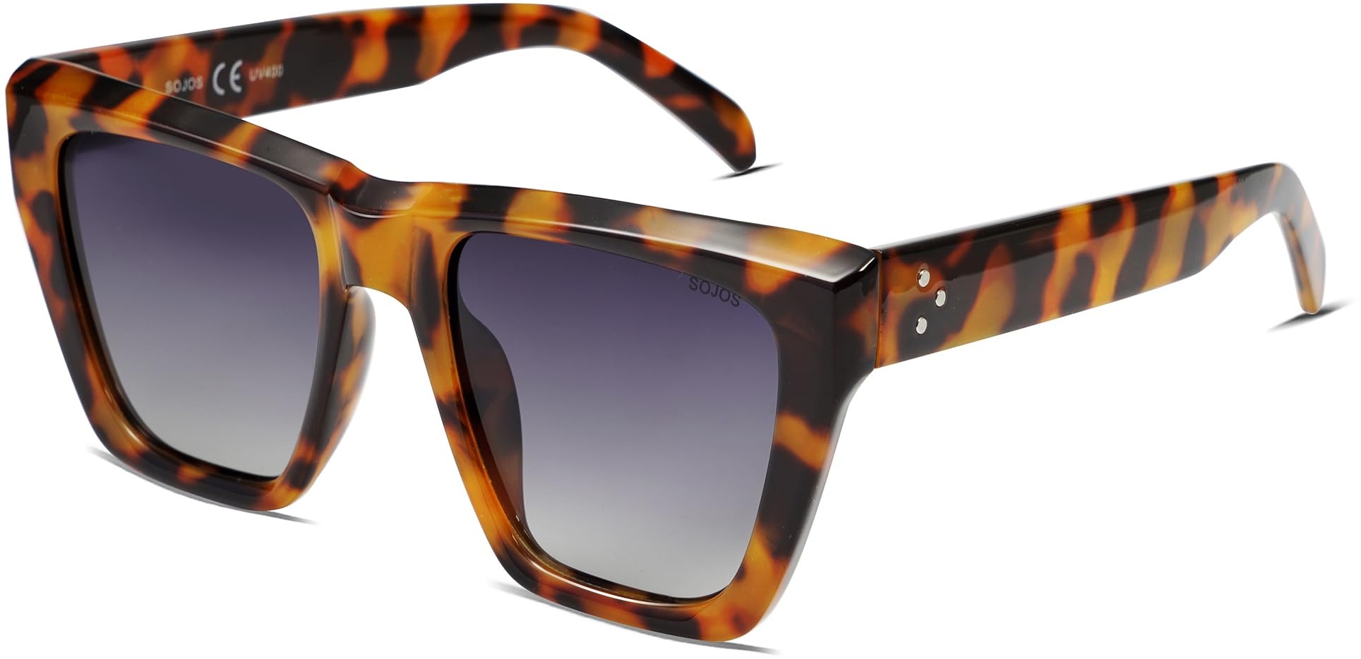 SOJOS Sonnenbrille Damen Polarisiert Retro,Übergroße Quadratische Cateye Sonnenbrillen Katzenaugen Style Trendy SJ2179