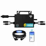 SUKFLOW Mikro Wechselrichter 1000w, Solar PV Wechselrichter mit WLAN, IP67 wasserdicht, mit 5m AC Kabel für Balkonkraftwerk, integrierter MPPT, App Steuerung Plug Play