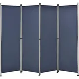 pro.tec Paravent Trennwand 170 x 215 cm Dunkelblau Textil