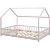 en.casa kids Hausbett Hesel 140 x 200 cm Kiefer rosa
