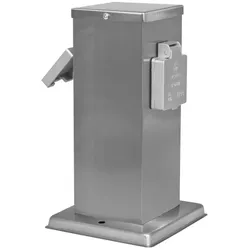 LEDINO Steckdosensäule mit 2 Steckdosen Edelstahl