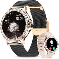 Damen Smartwatch mit Telefonfunktion 1.3" HD Touchscreen 120+ Sportmodi Fitness Uhr mit Herzfrequenz Blutdruck SpO2 & Schlafmonitor - Schwarz