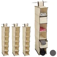 Relaxdays Hängeaufbewahrung 4 x Hängeregal Kleiderschrank beige