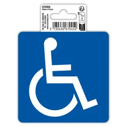 Exacompta 67045E Hinweisschild selbstklebend, PVC, für Menschen mit Behinderung/Schwerbehindertenausweis/barriefrefreier Zugang 10 cm - Blau