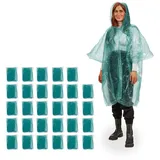 relaxdays Regenponcho 30x Einweg Regenponcho Grün (30-St) grün