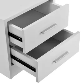 [en.casa] Nachttisch, Weiß Holzwerkstoff, 38x37x34 cm, Schlafzimmer, Nachttische