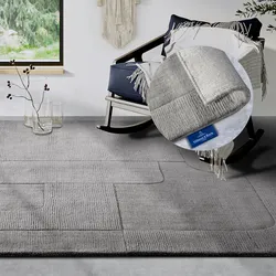 Wollteppich VILLEROY & BOCH "Charlotte", grau, B:120cm H:10mm L:170cm, Wolle, Teppiche, Läufer, Handgewebt, Wolle, Natur, Läufer, Wohnzimmer, Geometrie