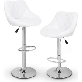TRESKO 2er Set Barhocker Barstuhl 360° Frei Drehbar Sitzhöhenverstellung 60-80cm - Weiß