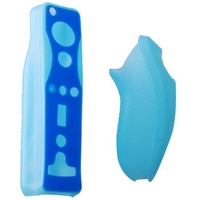 OSTENT Weiche Siliziumabdeckungshülle Hautbeutel für Nintendo Wii Remote Nunchuk Controller Farbe Blau