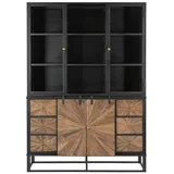 baario Buffet Schrank MERID Industrial Altholz Vitrine recyceltes Massivholz & Eisen Geschirrschrank braun