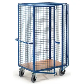 rollcart transportsysteme Gitter-Schrankwagen mit Stangenverschluss, Schiebegriff und Grundboden 1215x800mm im Buchedekor