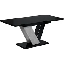 altdecor Esstisch 120 - 160 x 75 x 80 cm hochglanz Schwarz/Grau