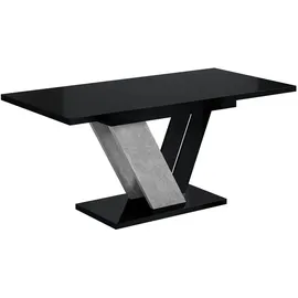 altdecor Esstisch 120 - 160 x 75 x 80 cm hochglanz Schwarz/Grau