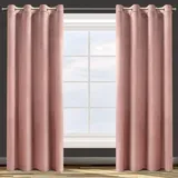 Eurofirany Design91 Samtvorhang Ösen Ösenschal Blickdichte Vorhänge Samt Velours 140x250 Samtvorhänge ROSA (DUNKELROSA)