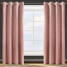 Eurofirany Design91 Samtvorhang Ösen Ösenschal Blickdichte Vorhänge Samt Velours 140x250 Samtvorhänge ROSA (DUNKELROSA)