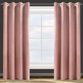 Eurofirany Design91 Samtvorhang Ösen Ösenschal Blickdichte Vorhänge Samt Velours 140x250 Samtvorhänge ROSA (DUNKELROSA)