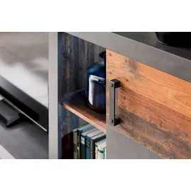 trendteam Indy Kastenmöbel-Sets grau Graphit matera, Old Wood farben) Wohnwände mit Glaseinsatz