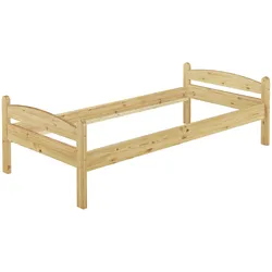 Erst-Holz Einzelbett Massivholz 90x200 Jugenbett Kiefer natur Bettgestell ohne Rollrost 60.32-09 oR