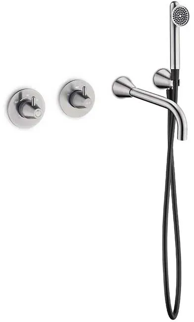 JEE-O cone 01 Wand-Badkombination mit Thermostat, Umsteller, edelstahl gebürstet, 900-6470 900-6470