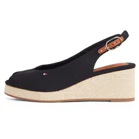 Tommy Hilfiger Damen Wedge Sandalen Flag Mid Slingback Verstellbarer Riemen, Schwarz (Black), 36