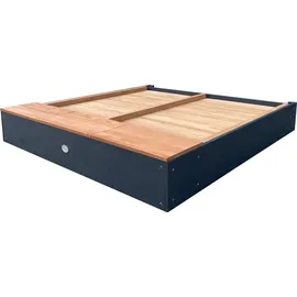 Axi Holzsandkasten Mandy XXL mit Sitzbank, Stauraum, Deckel & Kreidetafel Anthrazit/Braun