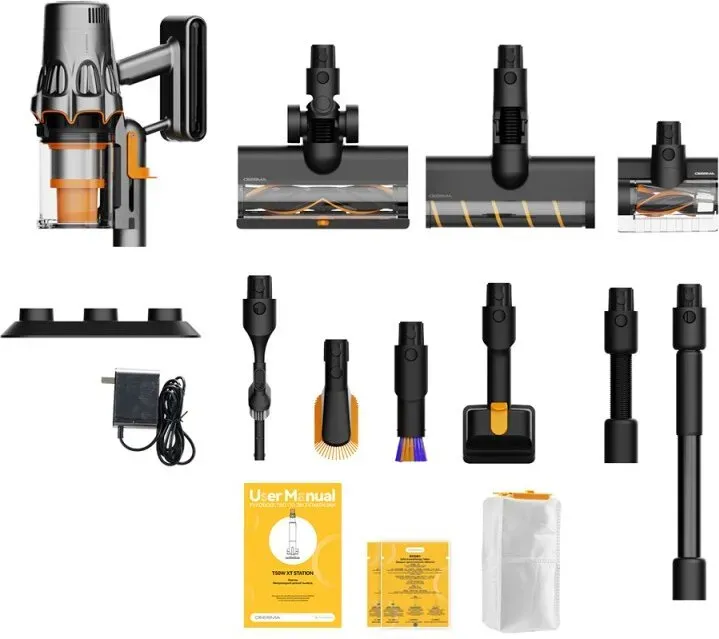 Deerma T50W XT Akku-Staubsauger mit wartungsfreier All-in-One-Station: automatische Staubentleerung, UV-Desinfektion und Aufladung. Bürstenloser 590W-Motor, Saugkraft 30kPa/220AW, 18-fache Grünlaser-Stauberkennung, 99,99% Milbenentfernung, verwicklungsfreie Konstruktion für Tierhaare, 6-stufiges abgedichtetes Filtersystem, LED-Display, geeignet für Wohnflächen bis 300m2. Begrenztes Angebot.