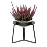 DanDiBo Ambiente DanDiBo Blumenhocker Metall mit Topf Schwarz Silber 27 cm Blumenständer 96091 M Blumensäule Modern Pflanzenständer Pflanzenhocker