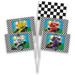 8 Fähnchen Rennwagen