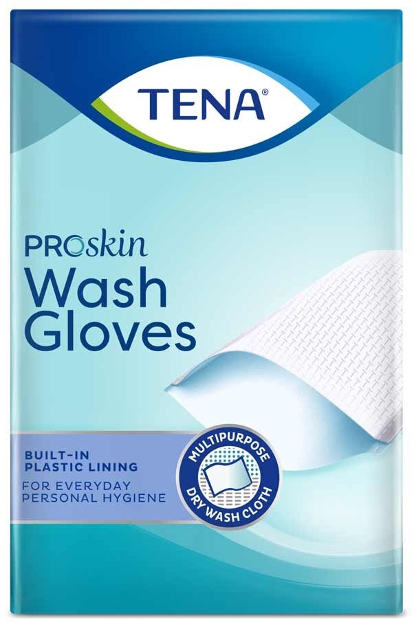 TENA Wash Glove mit Folie, 175 Stück