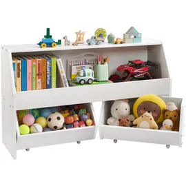 Vevor Kinderregal Holz 2 mobile Schubladen weiß