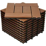 ECD Germany WPC Terrassenfliesen 30x30 cm 33er Spar Set für 3m2 Hellbraun Mosaik Holzoptik für Garten Balkon Bodenbelag mit Drainage Klicksystem Terrassendielen Balkonfliesen Klickfliesen Holzfliesen