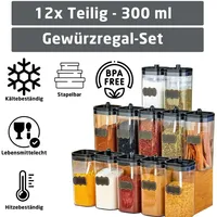 Jungengel Gewürzdosenbehälter 12-Teilig 300ml Gewürzbehälter Vorratsdosen Aufbwahrungsdosen