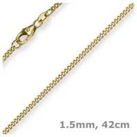 Schmuck Krone Goldkette 1,5mm Panzerkette aus 585 Gelbgold, 42cm, Gold 585 goldfarben