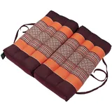 Faltbares Sitzkissen 40x40 Klappkissen Auflage und Meditationskissen Thaikissen für Unterwegs Yogakissen Kissenblock braun & orange