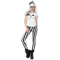 Leg Avenue Kostüm Hipster Skelett Dame, Freches Halloween Kostüm im Stil von Jack aus 'Nightmare before Chris weiß S