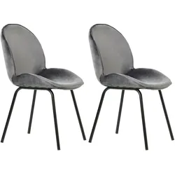 Merax 2er Set Polsterstuhl Esszimmerstuhl (2 Sts), runde Sitzlehne, Sitzfläche aus Samt Gestell aus Metall, Küchenstuhl, Polsterstuhl, Grau
