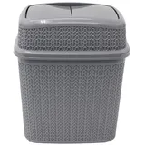 JVL 13-357GY, Grau, 28 x 21 x 32,5 cm Knit Design Loop Kunststoff-Abfalleimer mit Push-Top, 10 l, Rectangle