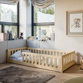 Kids Collective Kinderbett Bodenbett 80 x 160 cm Kiefer massiv natur beige