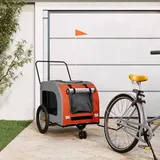Runheo Fahrradanhänger Hunde in Orange und Grau Oxford-Gewebe mit Eisenrahmen klappbar faltbar für Transport von Hunden Welpen Katzen Haustieren mit Netzfenster Belüftung und Rädern für Outdoor