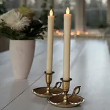 MARELIDA LED Stabkerzen Echtwachs flackernde Tafelkerzen LED H: 25cm creme 2St.
