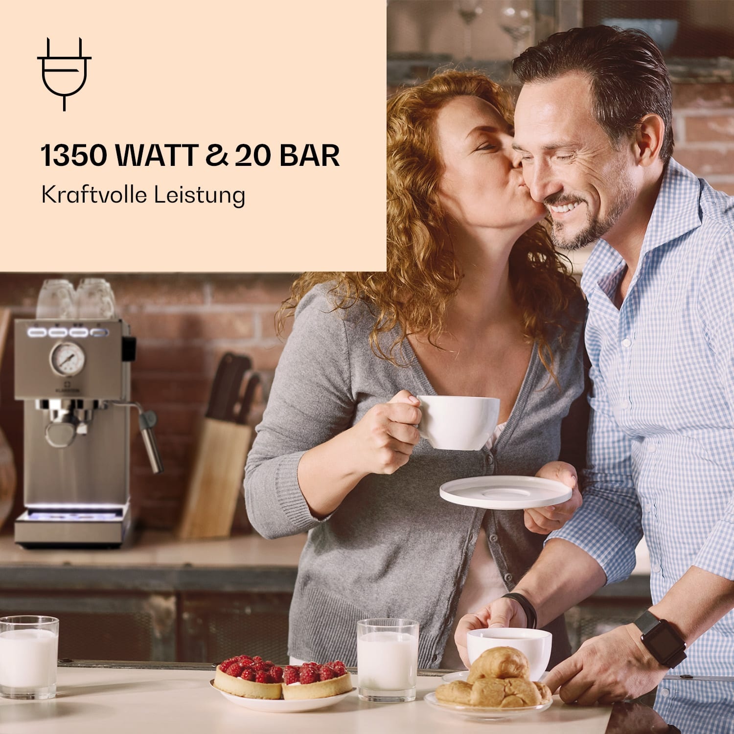 Pausa Espressomaker 1350 Watt 20 Bar Druck Wassertank: 1,4 Liter Edelstahl