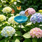 VUKHWX Vogeltränke Gartenstecker 60CM, 2-in-1 Für Vögel Bienen Insekten, Keramik Rostfrei, Für Garten Balkon Terrasse (B)